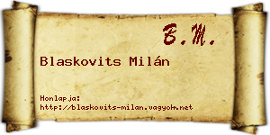 Blaskovits Milán névjegykártya